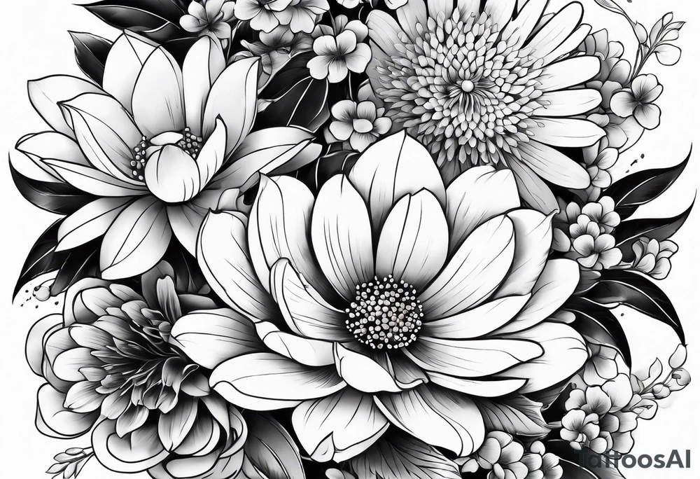 traditional Japanese flowers, whole sleeve tattoo idea