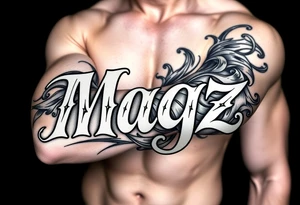 The name Magz in a very artistic style tattoo idea