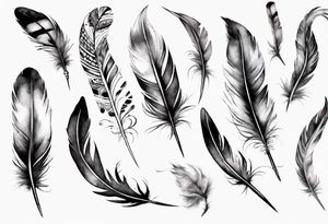 feather with birds tattoo idea