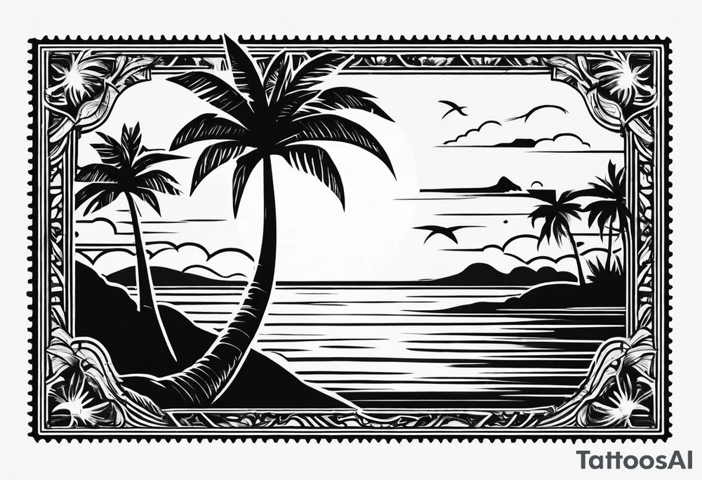 Small Postage stamp with palm tree tattoo idea