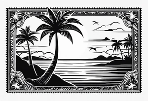 Small Postage stamp with palm tree tattoo idea