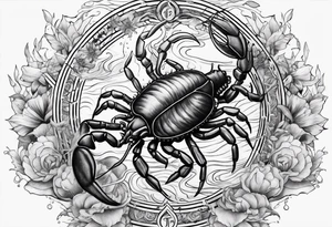 Scorpio zodiac sign with water element surrounding tattoo idea