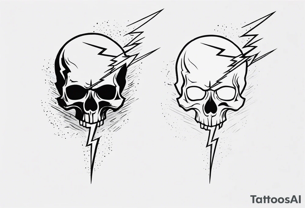 A skull with a lightning bolt striking through it tattoo idea A skull with a lightning bolt striking through it tattoo idea