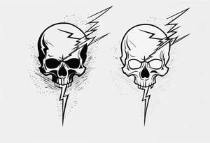 A skull with a lightning bolt striking through it tattoo idea