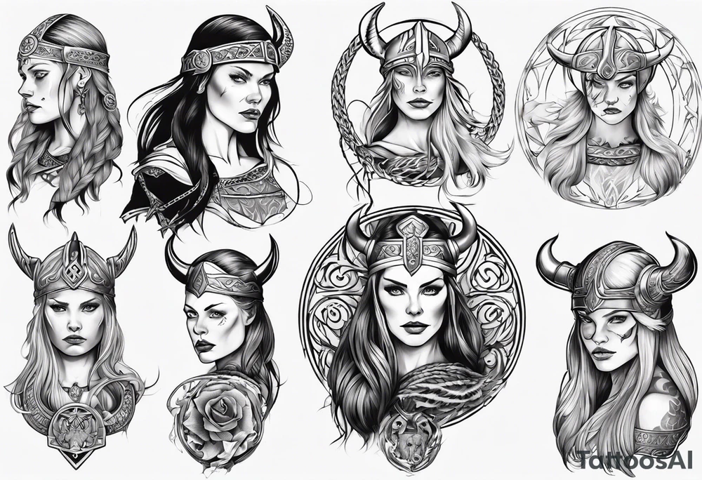 beautiful viking women topless tattoo idea