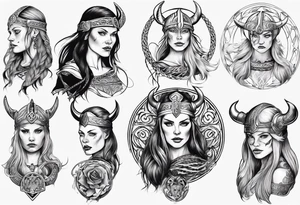 beautiful viking women topless tattoo idea
