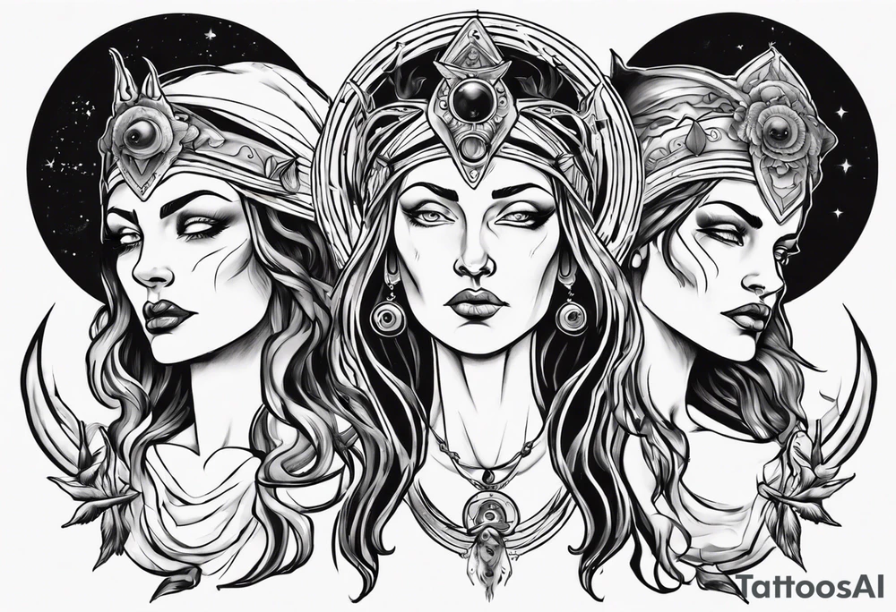 The High Priestesses. Hecate, Artemis and Selene. tattoo idea