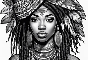 Black woman with locs tattoo idea