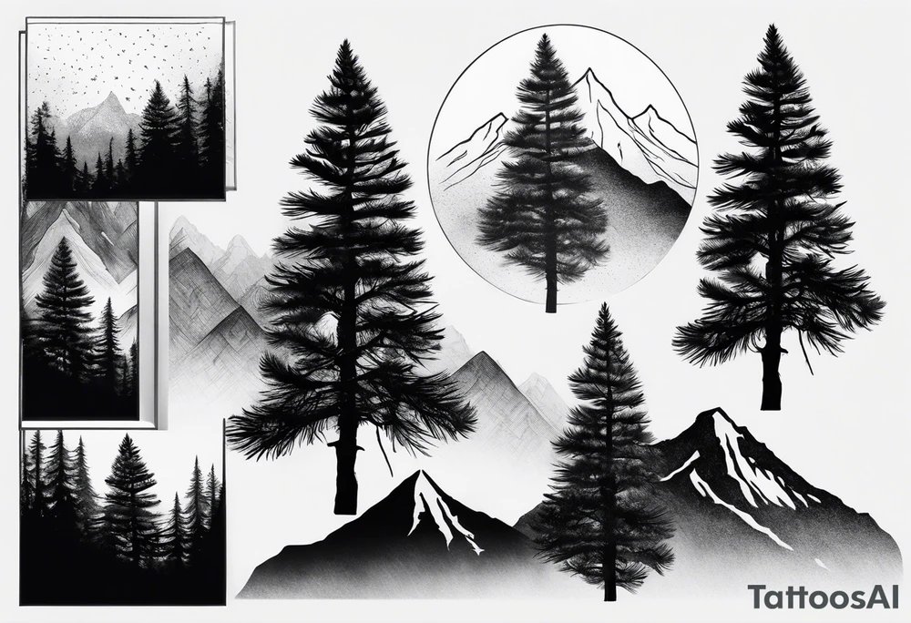 Small
One Mountain peak
Pine tree
Silhouette tattoo idea