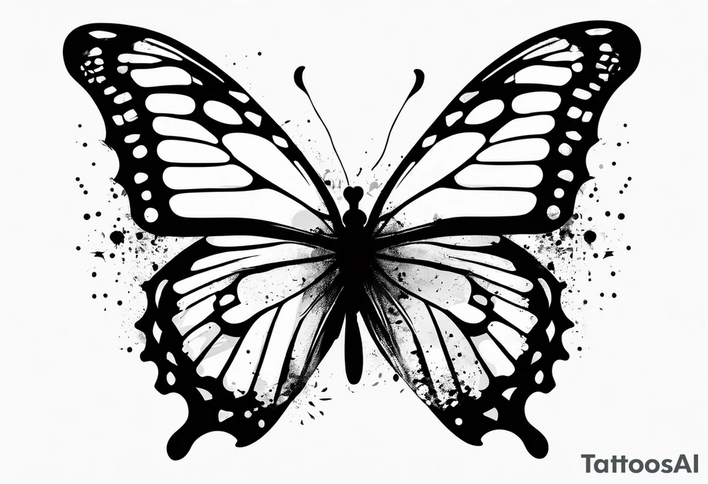 Trash polka butterfly tattoo idea