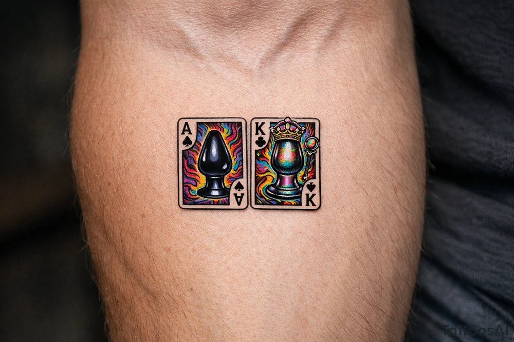 poker cards, ace king of butt plugs tattoo idea
