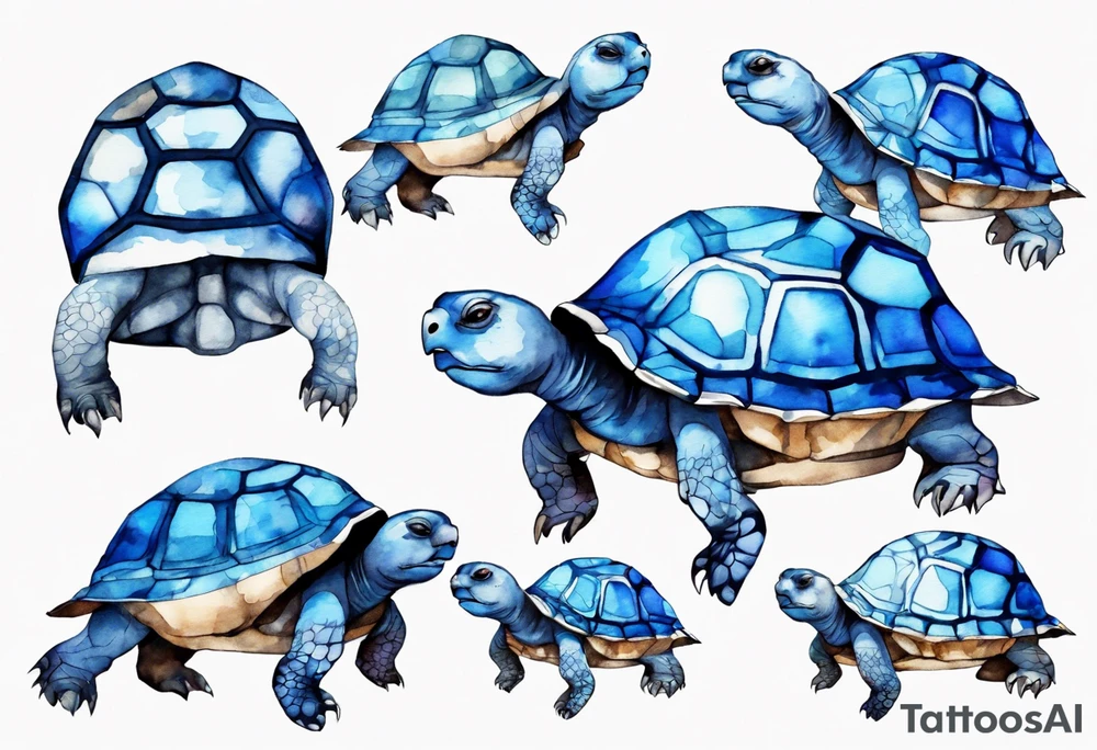 a blue tortoise with a furry face tattoo idea