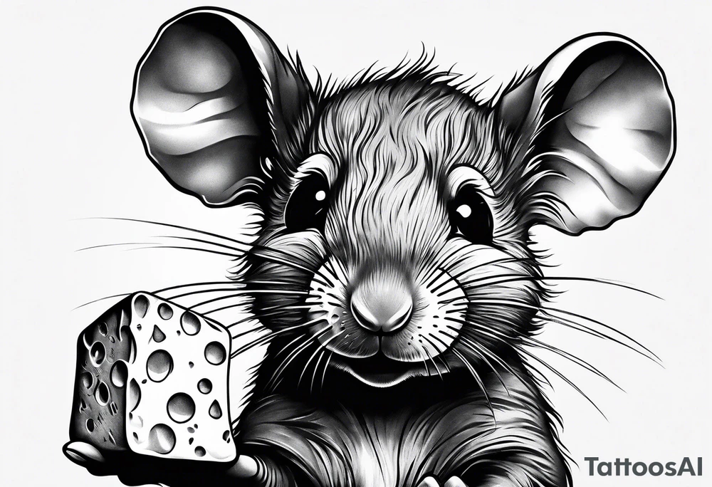 portrait of a mouse and cheese tattoo idea