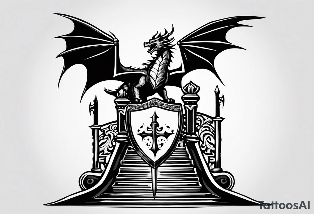 Valhalla sword shield dragon
stairs tattoo idea