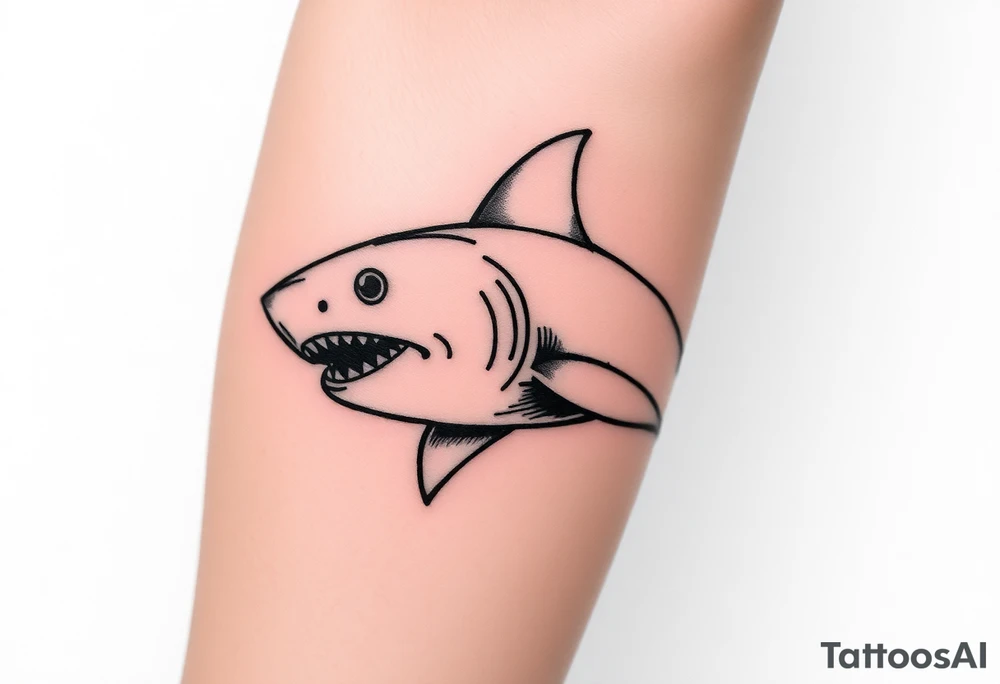 Masculine strong shark flowing forward in water tattoo idea
