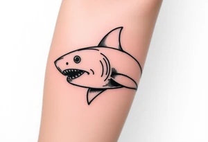 Masculine strong shark flowing forward in water tattoo idea