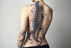 Spinal futuristic, full length, shoulders to lower back tattoo idea