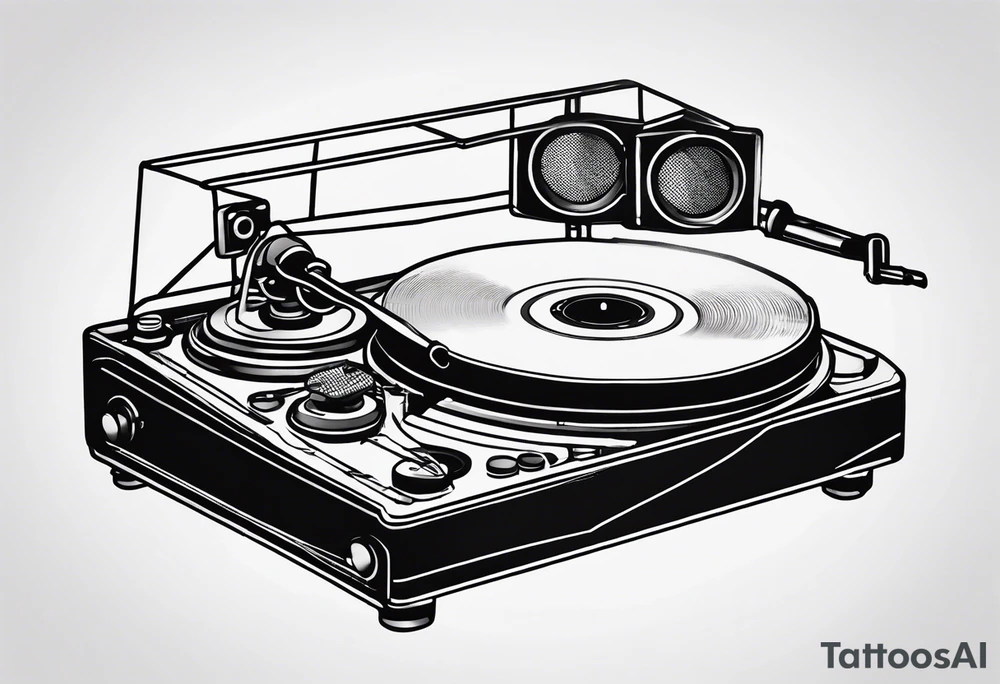 Recordplayer finline art minimalistic oneline throwup tattoo idea