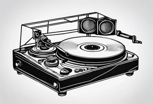 Recordplayer finline art minimalistic oneline throwup tattoo idea