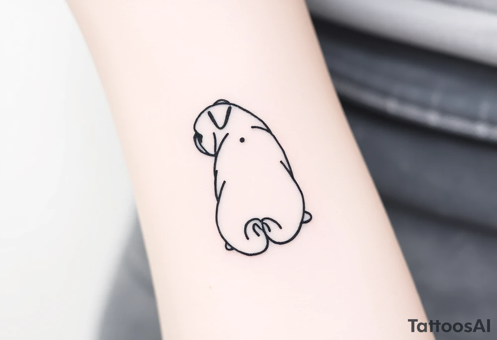 Small pug outline from behind tattoo idea