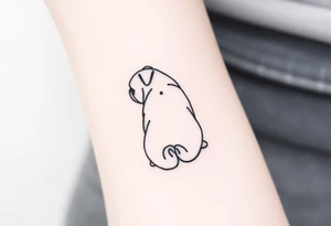 Small pug outline from behind tattoo idea