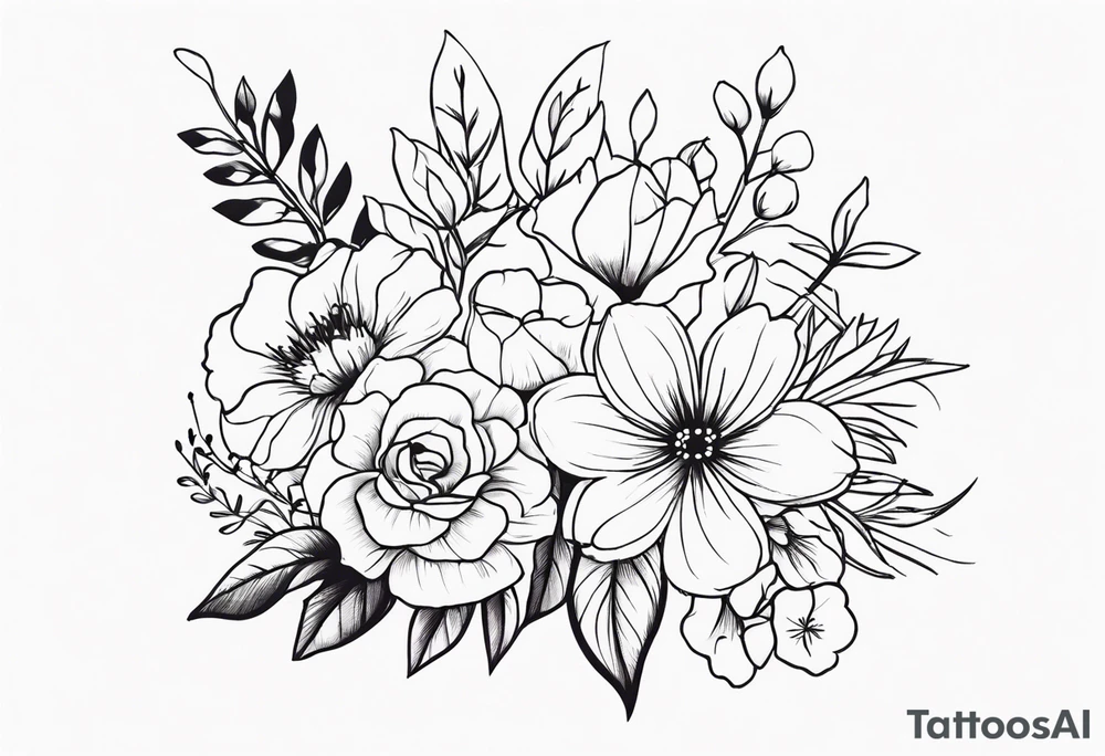 Floral bouquet tattoo idea