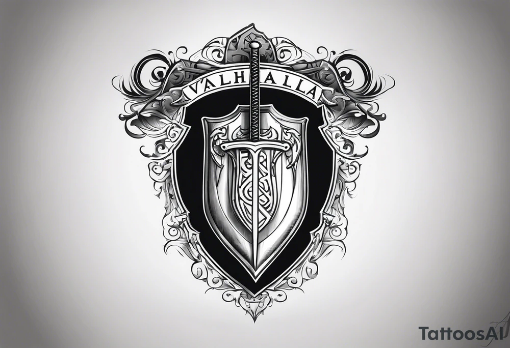 Valhalla shield sword tattoo idea