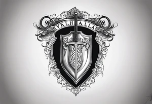 Valhalla shield sword tattoo idea