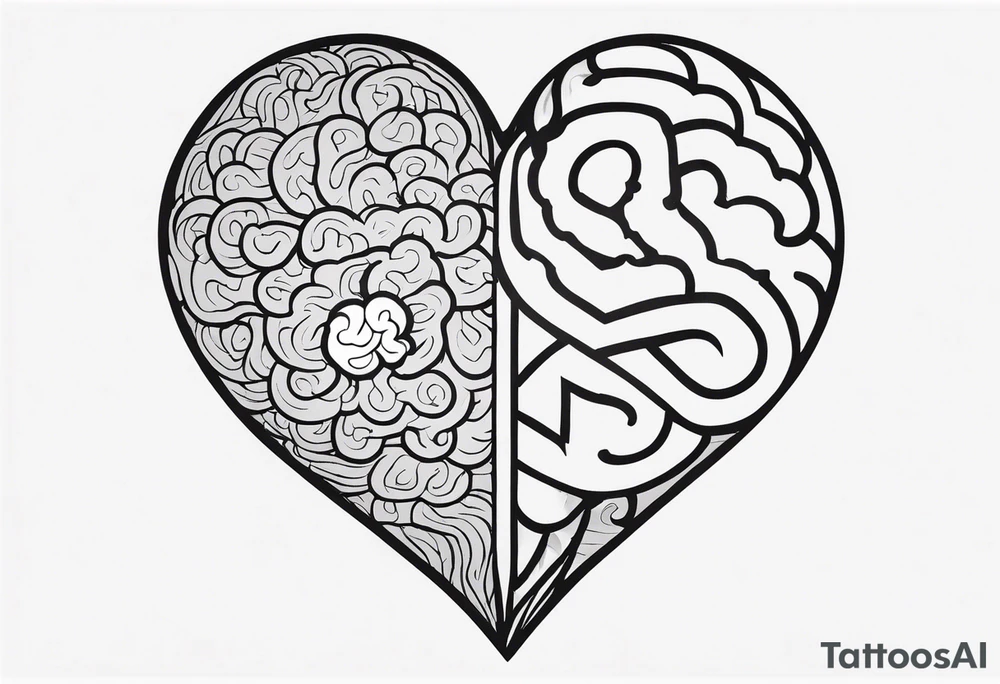 Picture of a heart and brain to represent oneself tattoo idea