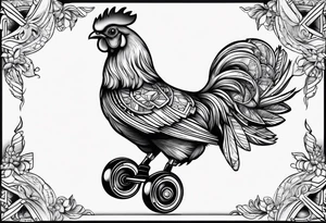 roller skaters chicken tattoo idea