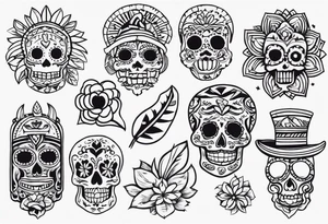 Mexican culture in a sleeve format tattoo idea