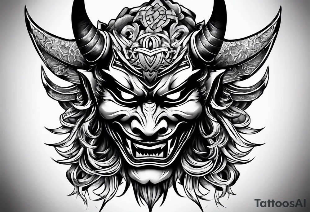 devil samurai mask tattoo idea