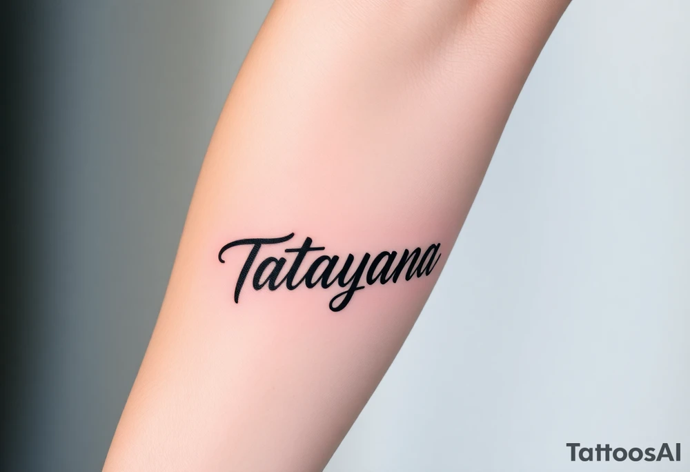 Tattoo for a man that says the name “Tatayana” tattoo idea