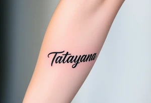 Tattoo for a man that says the name “Tatayana” tattoo idea