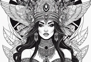 kali, alien goddess, valkrye, pirate, zenza, lotus, wing, pachamama, skull tattoo idea