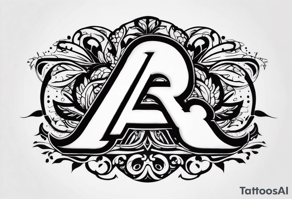 the letters A R in the middle of a ninja headband tattoo idea
