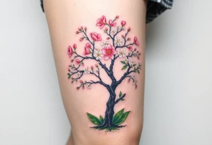 Flowering hawthorne tree with white lilly of the vally bell plants planted by  tree tattoo idea