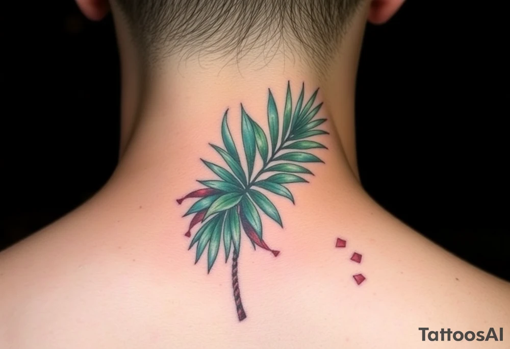 large palm leaves twisted side neck tattoo tattoo idea