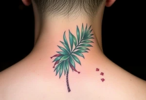large palm leaves twisted side neck tattoo tattoo idea