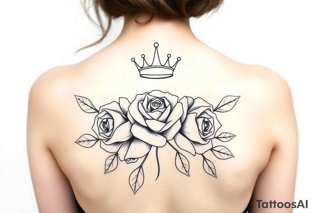 Roses with a crown tattoo idea