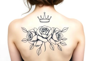 Roses with a crown tattoo idea
