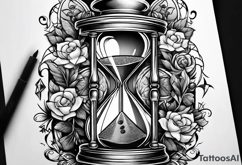 money inside hourglass and masculine tattoo idea