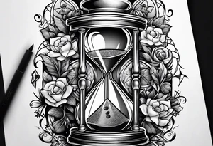 money inside hourglass and masculine tattoo idea