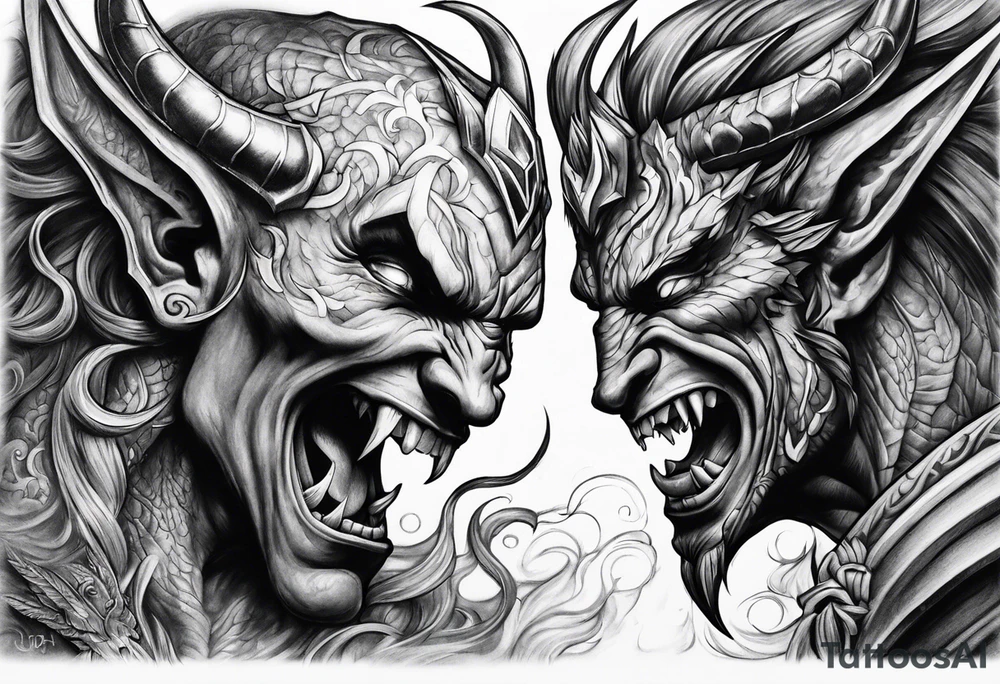 Fighting demons with light tattoo idea