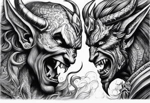Fighting demons with light tattoo idea