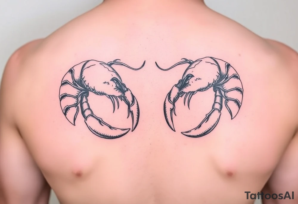 Lobsters holding claws tattoo idea