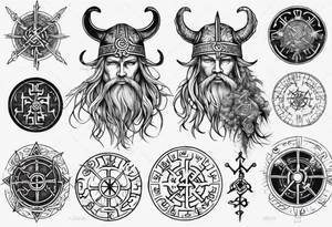 Norse god meili with vegvisir background tattoo idea