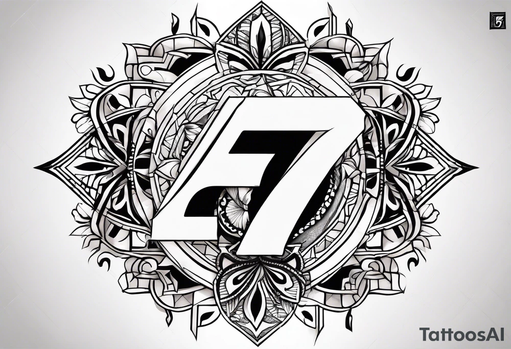 a tattoo in the shape of the number 7 which include the month December and the year 2024 in it tattoo idea