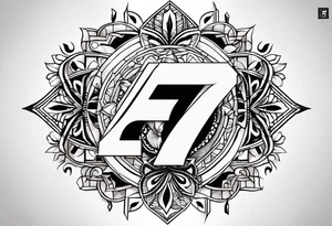 a tattoo in the shape of the number 7 which include the month December and the year 2024 in it tattoo idea