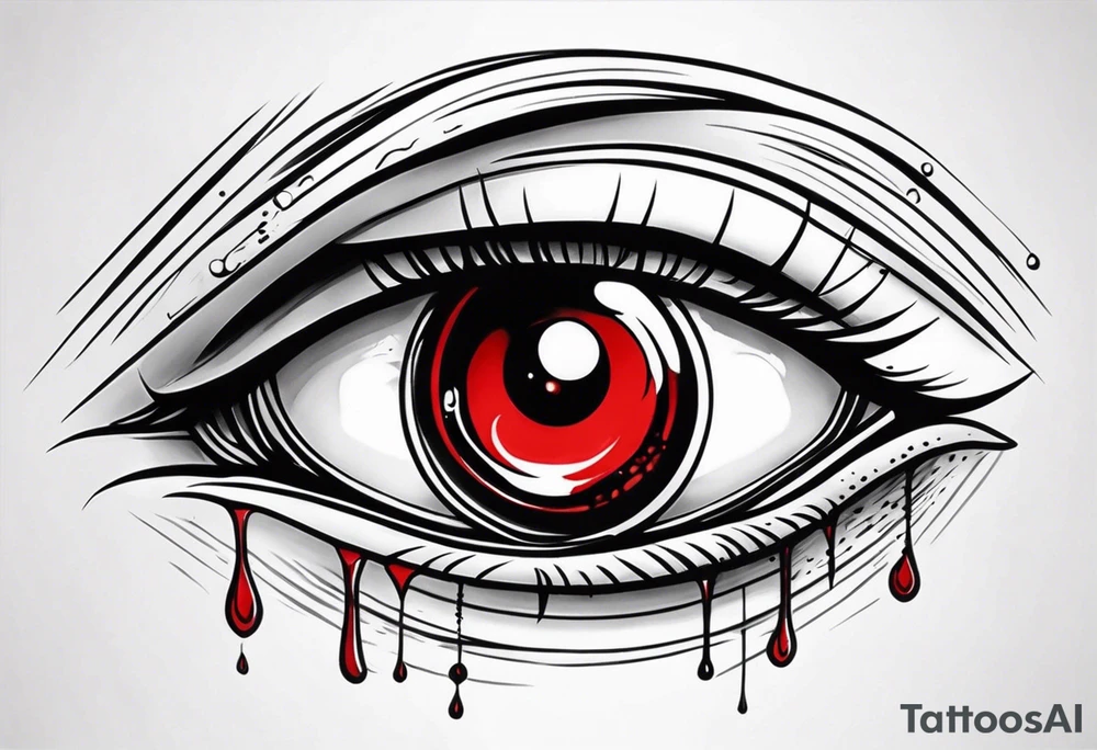 Bleeding tone red eye tear sleeve tattoo design tattoo idea